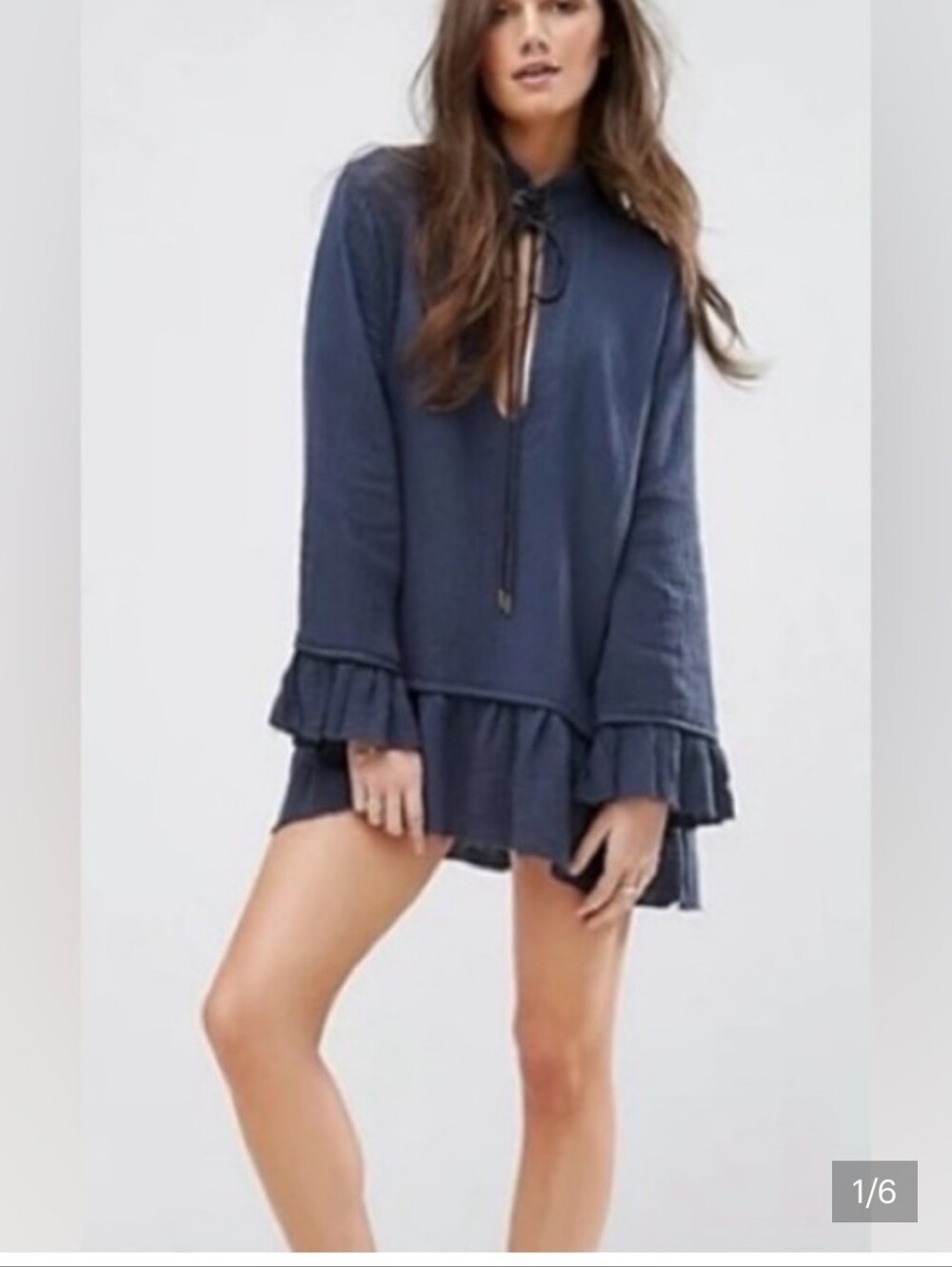One Teaspoon Black Texan Rose Ruffle Hem Tunic Top Sz M